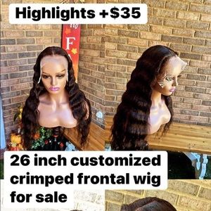 26 inch crimped frontal wig